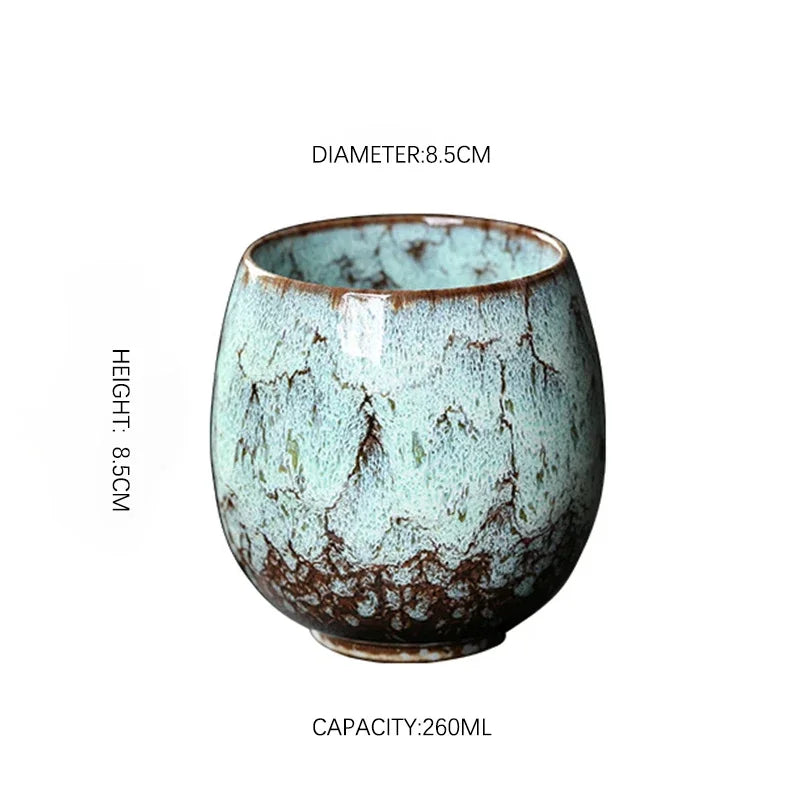 1pcs 250ml Chinese Style Kiln Changed Ceramic Coffee Cup Espresso Cups Pottery Cute Tea Cups Household Kung Fu Teacup Wholesale.