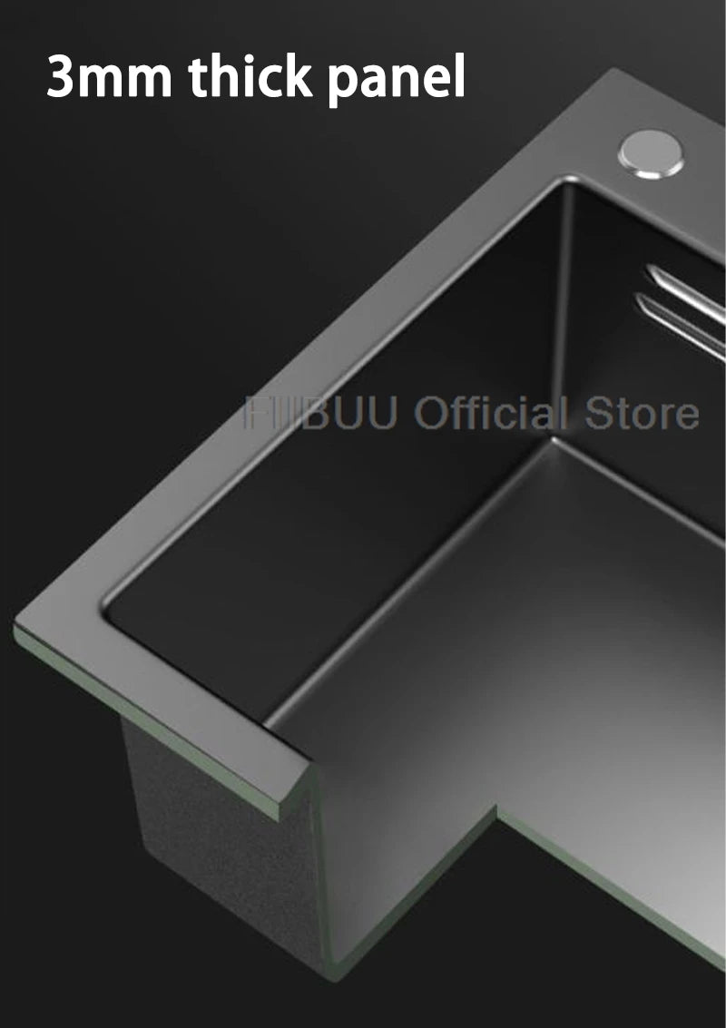 Küchenspüle, verdickter Edelstahl 304, doppelspurig, abgestuft, multifunktional, großer Einzelschlitz, Wasch-/Schnitt-/Abfluss in einem kompletten Satz