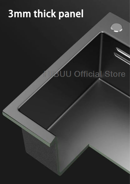 Küchenspüle, verdickter Edelstahl 304, doppelspurig, abgestuft, multifunktional, großer Einzelschlitz, Wasch-/Schnitt-/Abfluss in einem kompletten Satz