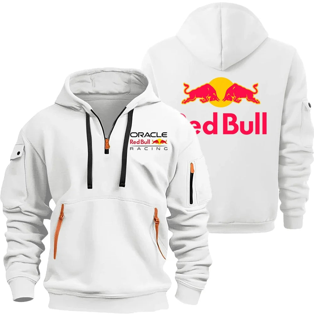 Red Bull Logo Motorcycle Racing Team Men Half Zipper Hoodie Spring Autumn Male Sweatshirt 2025 New Fashion Pullover Clothes Tops.