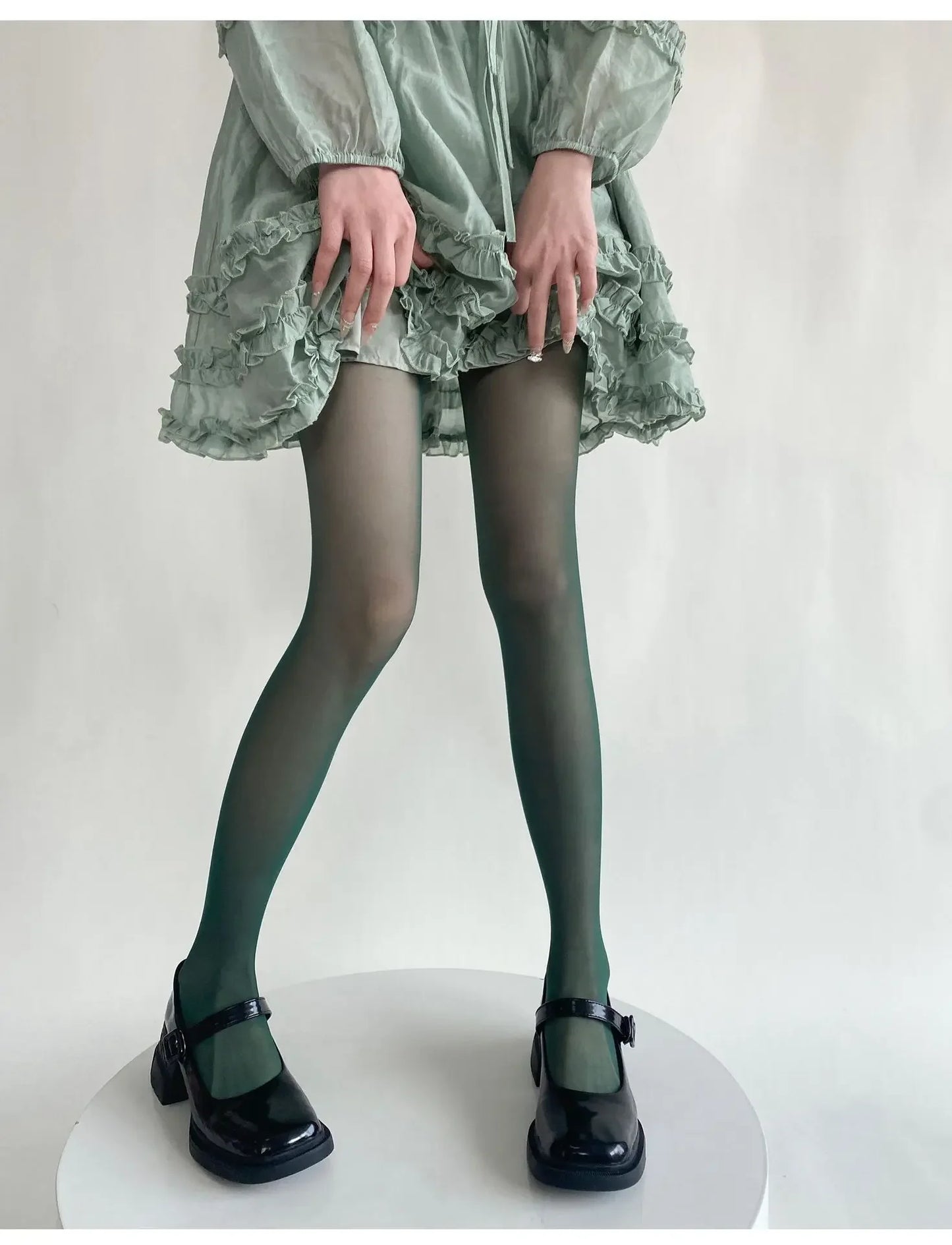 Blue Green Ultra-thin Nylon Thigh High Stockings Pantyhoses Women Sexy Women Tights Velvet Sexy Lingeries Hosiery Body Stockings