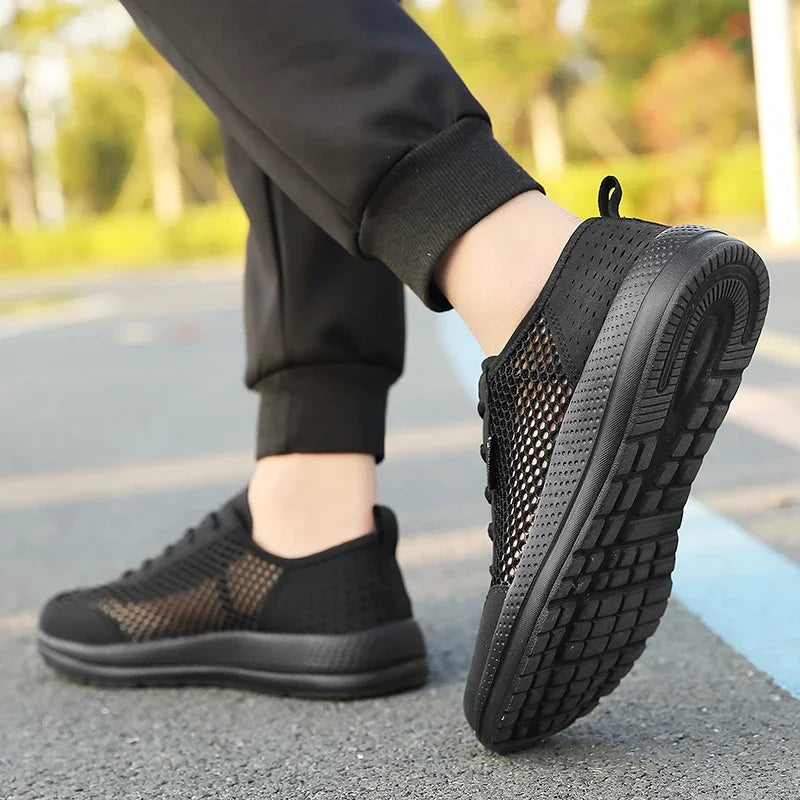 YRZL Sneakers Men Shoes Hollow Mesh Breathable Outdoor Casual Shoes Comfortable Walking Non Slip Big Size Mens Sneakers.