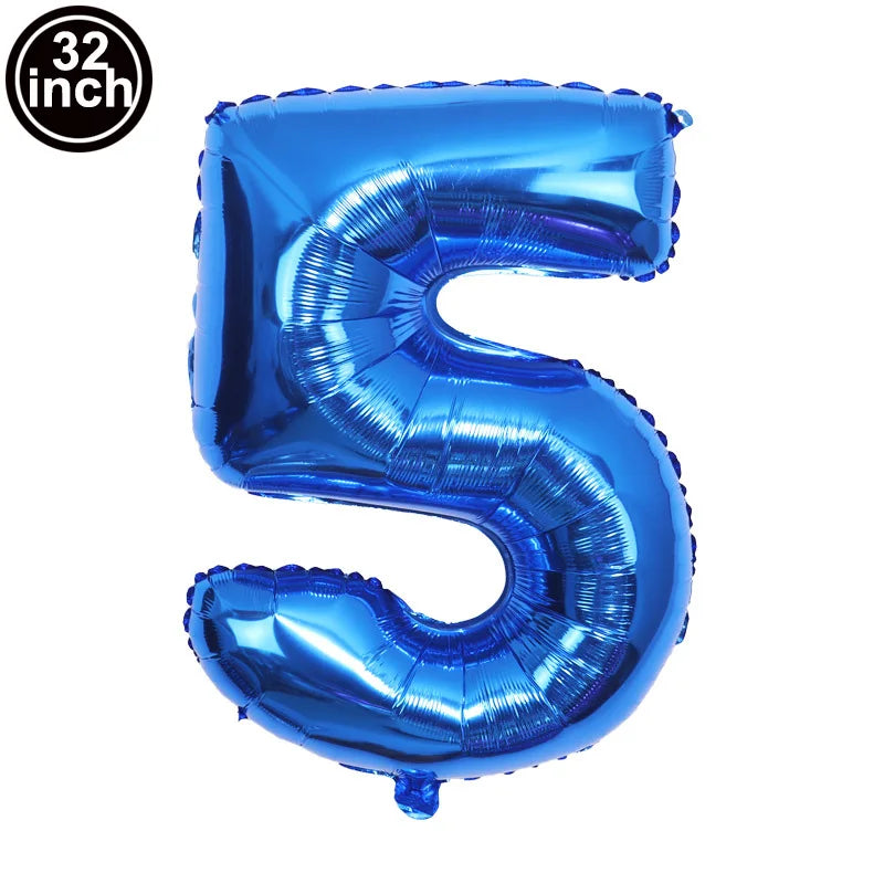 Blauer Ballon mit großen Zahlen, 32 Zoll, 0, 1, 2, 3, 4, 5, 6, 7, 8, 9, Geburtstag, Bachelorette-Luftballons, Figur, Golob-Party-Ballon-Dekoration.