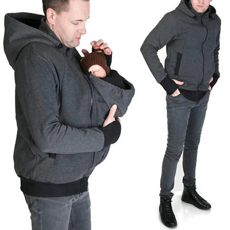 Autumn Winter Kangaroo Baby Carrier Hooded Hoodies Sweatshirt For Father Babywearing Jacket Multifunctional Kangaroo Clothes.
