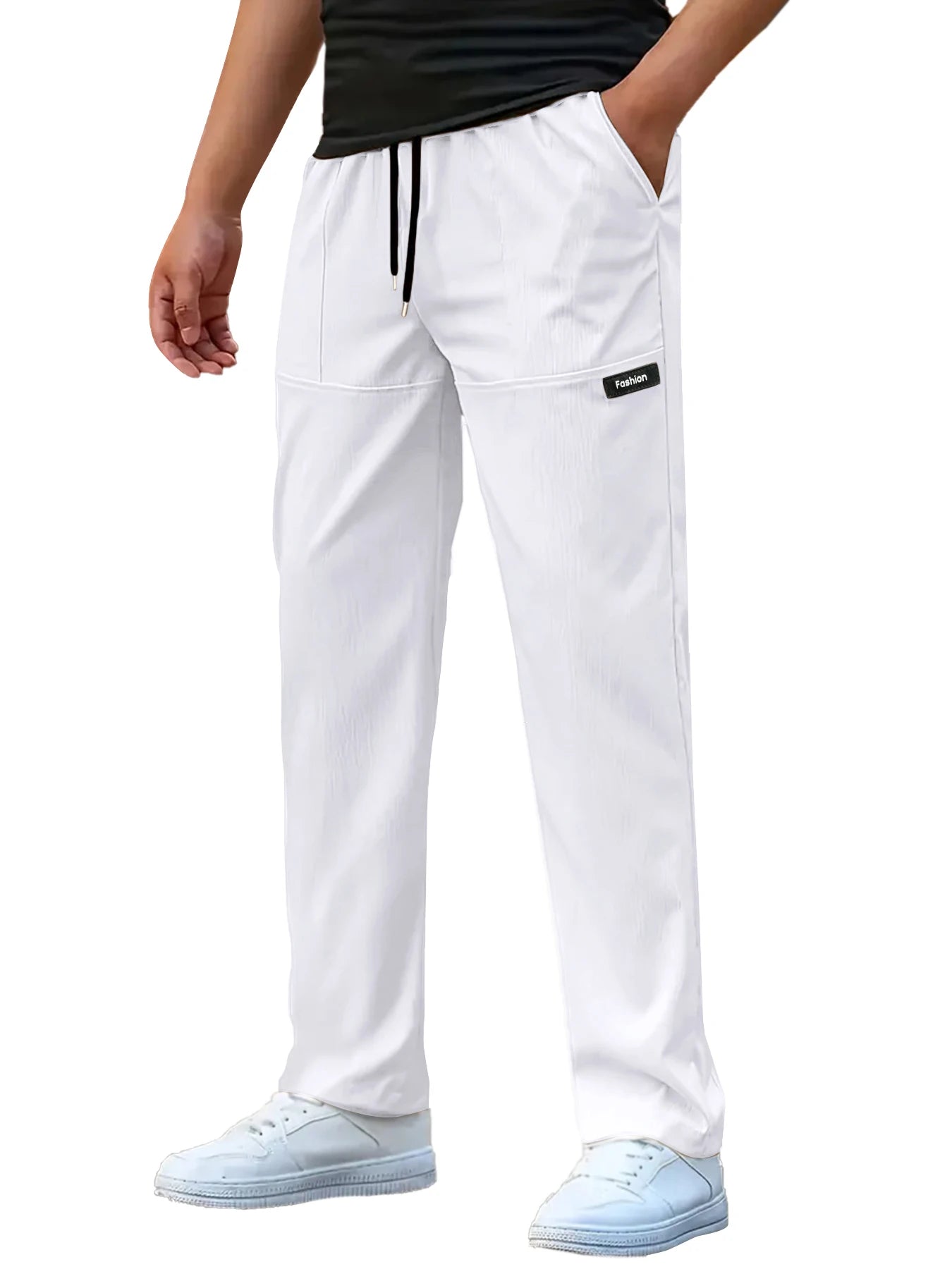 Men's Casual Pants Breathable Loose Sports Sweatpants Solid Color Running Straight Long Pants Outdoor Workout Joggers Streetwear.