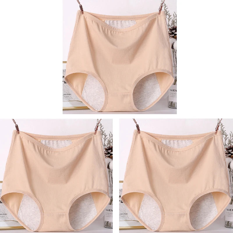 3pcs Girl Menstrual Panties Women's Physiological Briefs Ladies Period Leak Proof Panty High Waist Cotton Underwear
