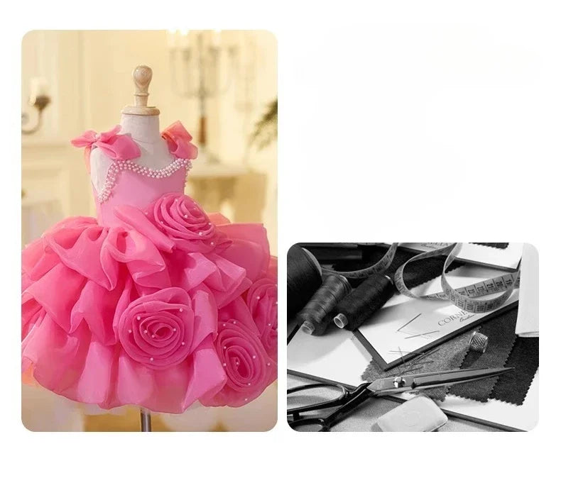 2025 Prinzessinnenkleid zum ersten Geburtstag für Mädchen, neue Hochzeit, Blumenmädchen, Klavieraufführung, Host-Kleid, Party-Kleidung, Outfits, passendes Bankett.