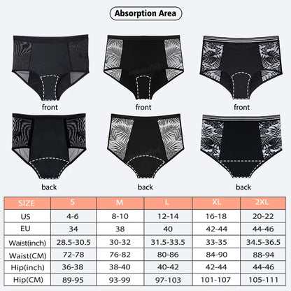 High Waist Period Underwear Lace Mesh Menstrual Panties Women Menstrual Cycle Absorbent Underwear Girl Panties for Monthly.