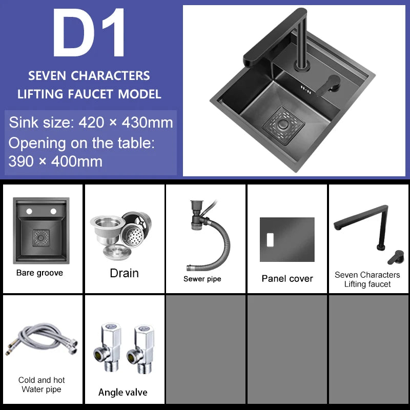 Versteckte Küchen spüle Bar Spüle Kit Klapp hahn Abflussrohr, Drop-In Unterbau Spüle, kleine Edelstahls püle für Workstation RV