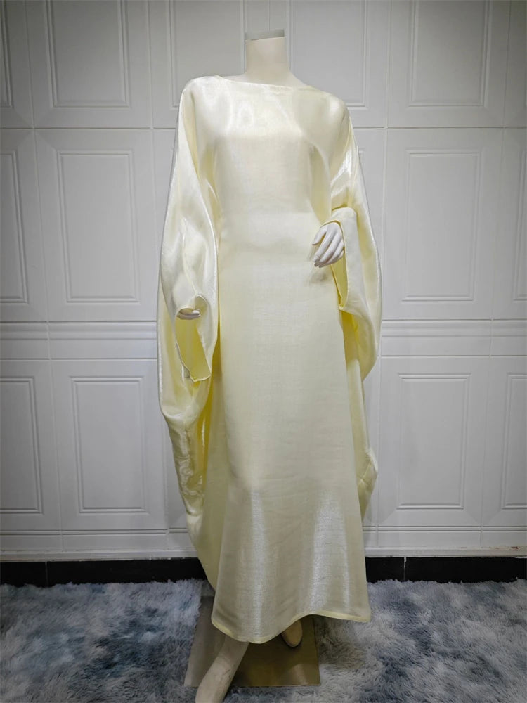 Batwing Butterfly Sleeve Satin Khimar Abaya Dubai Luxury 2024 Muslim Kaftan Dress Abayas For Women Kebaya Caftan Vestidos Femme