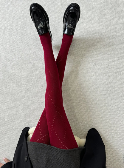 Talenza Autumn Winter Leggings Women's Solid High Waist Slim Sexy Warm Pantyhose Super Elastic Y2k Hollow Tights Women's Socks