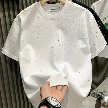 New Luxury Men's T-shirt Hot Diamond Printed Half Sleeve Fashion Round Neck Casual Summer High-end Men Tops T Shirts.
