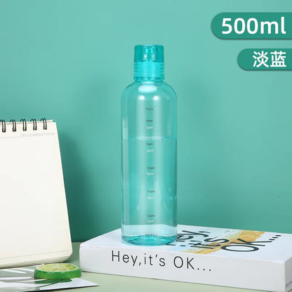 water bottle High-value colorful time scale cup red cute drinking water target bottle ins simple water cup my gourd man bottles