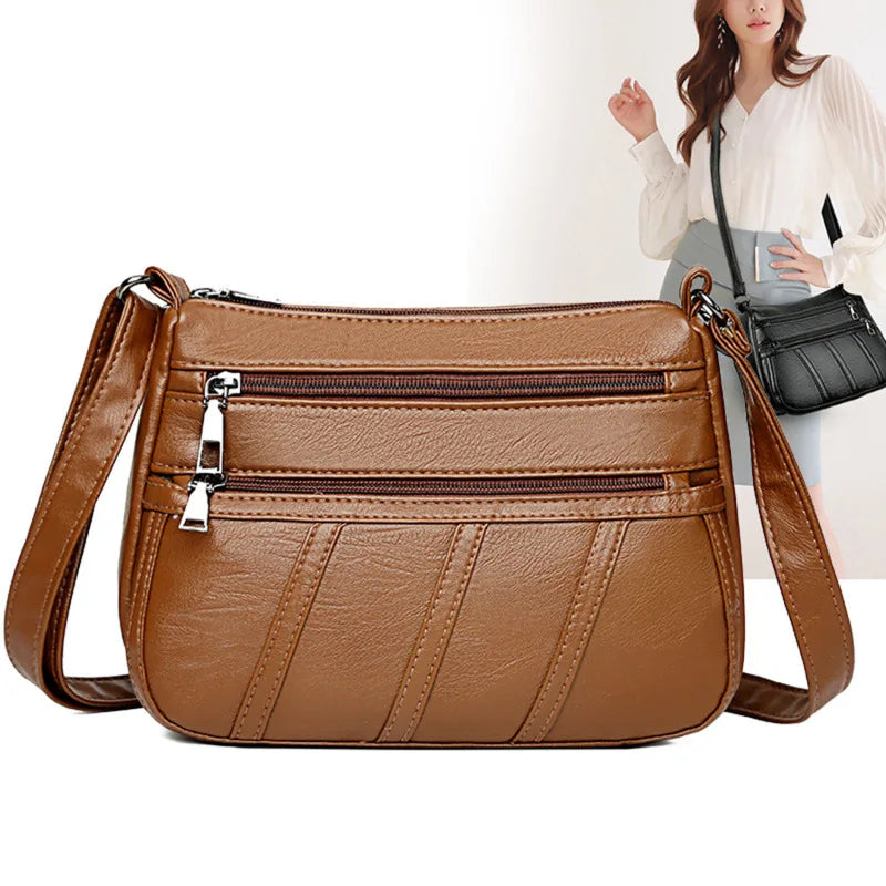 Designer Women Crossbody Bag Soft Pu Leather Shoulder Bag Good Quality Messenger Bag Small Size Purse Ladies Handbags Black Flap.