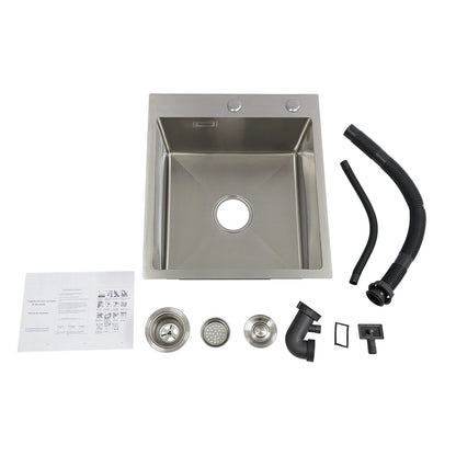 Edelstahlspüle, 45 x 50 cm, moderne Küchenspüle, Küchenspüle mit Abflussrohr, X-förmige Wassergleitungsleitung