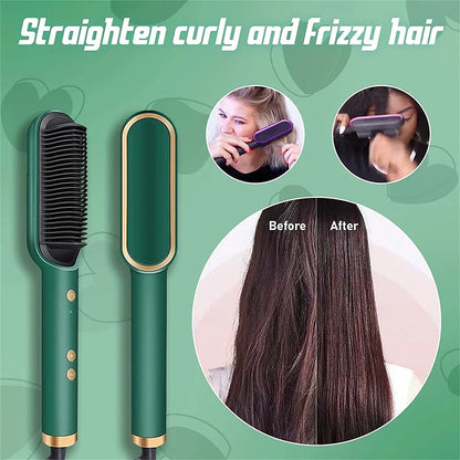 Hot Selling Professional Straight Hair Comb Portable Ceramic Coating Straight Hair Brush Salon Women'S Styling Tool.