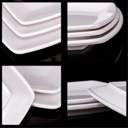 Square Melamine Dinner Plate Buffet Fast Food Trays Dishes Table Tableware Services Menu Plate Hotel Deep Side Dish Dinnerware.