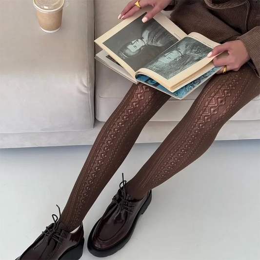 Vintage Lolita Lace Tights for Women 2025 Autumn High Elastic Engraved Mesh Socks Hollow Thin Pantyhose Stretch Tights Stockings