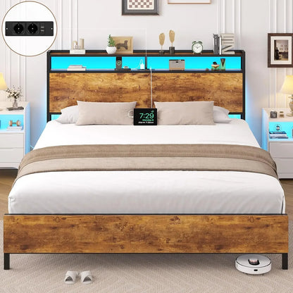 140x200 mit Gitterrahmen, integrierte LED-Beleuchtung und Ladestation (2 AC-Steckdosen, 2 USB-Anschlüsse), Bett 140x200 Mit Lattenrost Au