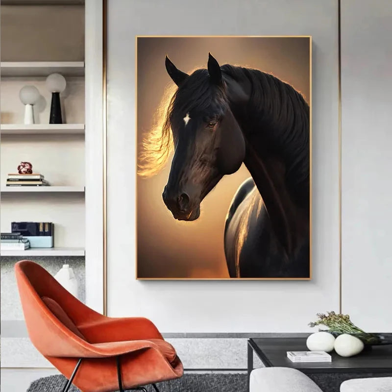 Black and White Wild Horses Canvas Paintings on The Wall Art Posters Prints Wall Picture Modern Animals Art Room Home Decor.