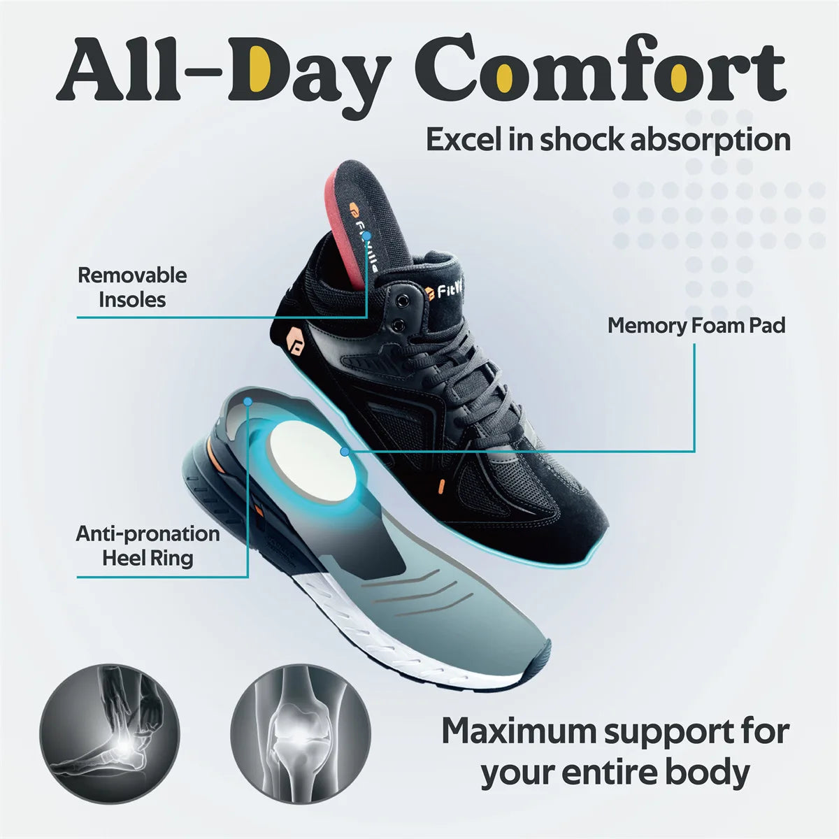 FitVille Herren-High-Top-Basketballschuhe, verbreitert, leicht, lässig, atmungsaktiv, für männliche geschwollene Füße, lindert Schmerzen.