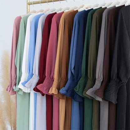 Eid Jersey Solid Modest Under Abaya Dubai 2024 Palestine Women Islamic Clothing Muslim Kaftan Inner Dresses Robe Femme Musulmane.