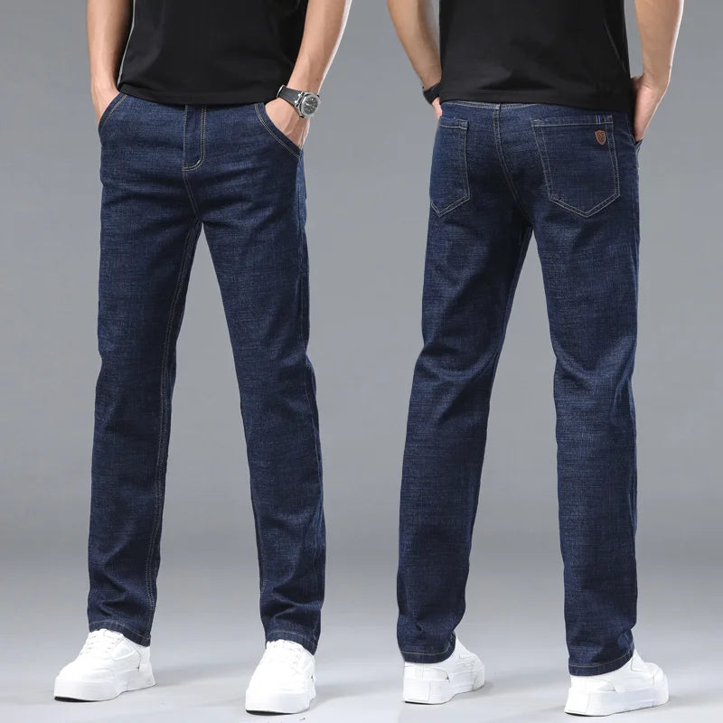 2024 Fashion Men Stretch Loose Straight Jeans Casual Elastic Slim Fit Denim Pants Male Brand Business Trousers Large size 38 40.