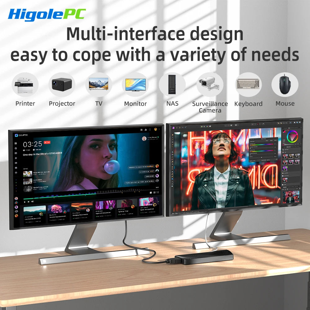 Higole PC Stick Fanless Mini PC Intel J4105 Windows 11 WiFi5 4/8GB 64/128/256GB Laptop Desktop PC 4K TV Stick PC Mini Computers.