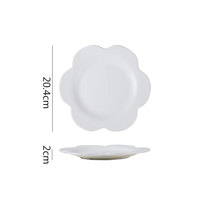 Creative Flower Shape Ceramic Plate Dessert Cake Plate Pasta Dish Sushi Plate Serving Plates Molecular Cuisine Tableware.