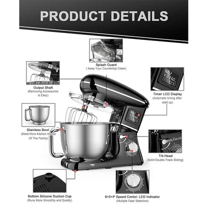 220V Powerful Stand Mixer Electric Blender Household Automatic Timing Hair Noodles Flour-Mixing Machine Commercial stand mixer.