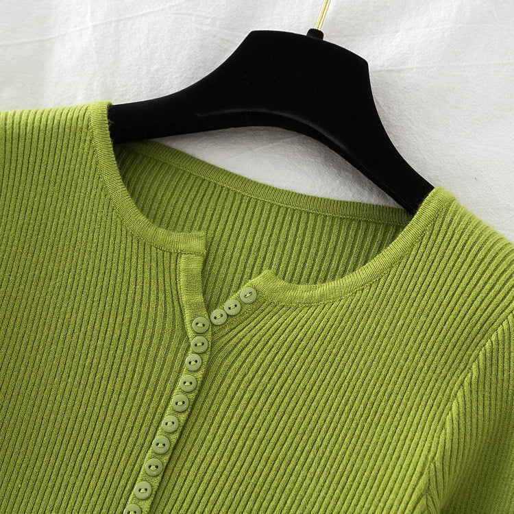 2026 weibliche Casual Tops Pullover Frauen Herbst Winter Gestrickte Dünne Pullover Feste Taste Volle Hülse V-ausschnitt Pullover