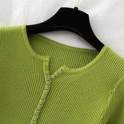 2026 weibliche Casual Tops Pullover Frauen Herbst Winter Gestrickte Dünne Pullover Feste Taste Volle Hülse V-ausschnitt Pullover