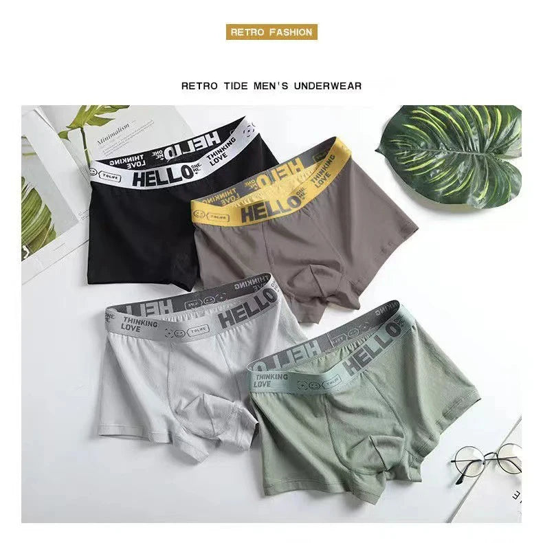 5PCS Boxer Höschen Männer Brief Unterwäsche Badehose Sexy Unterhose Atmungsaktivem Weiche Baumwolle Höschen Boxer Shorts Plus Größe