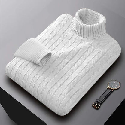 2025 New Men's High Neck Sweater Solid Color Pullover Knitted Warm Casual Turtleneck Sweatwear Woolen Mens Winter Outdoor Tops.