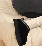 Litfun Winter Genuine Suede Snow Boots For Women Water Resistant Slides Soft Sole Ankle Boots Plush Lining Warm House Slippers