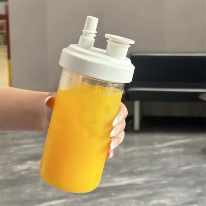 Pearl Straw Cup Transparent Plastic Water Bottle Portable Heat Resistant Drinkware Large Capacity Student Bubble Milk Tea Cup.