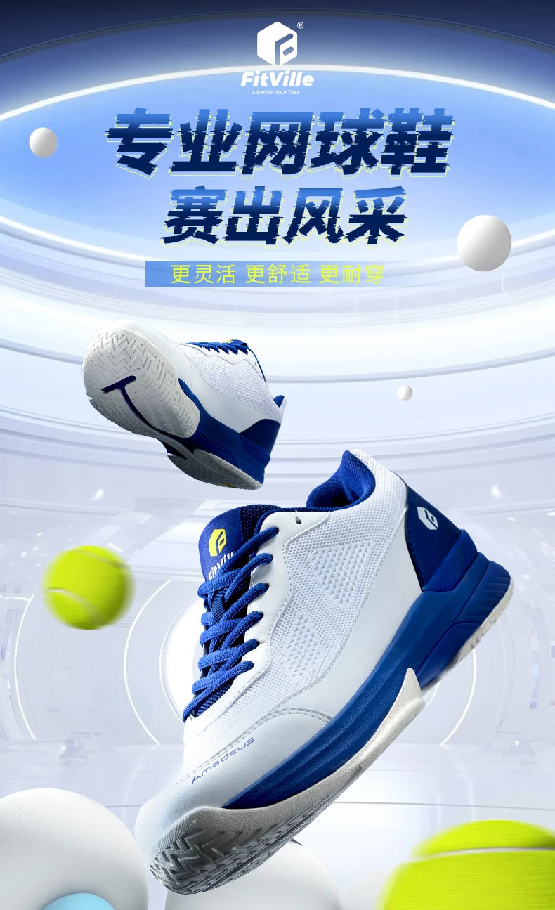 FitVille Professionelle Tennisschuhe für Herren, Soprt-Schuhe, Trainings-Sneaker, rutschfest, schweißabsorbierend, geschwollene Füße, Fußgewölbeunterstützung.