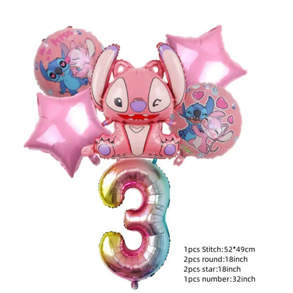 Niedliche Cartoon-Lilo und Stitch-Luftballons, alles Gute zum Geburtstag, Party, Babyparty, Dekorationen, Kindergeschenke, Einweggeschirr