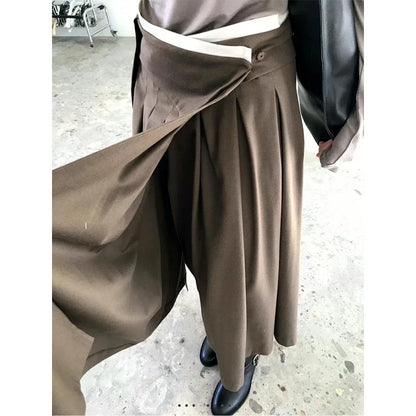 Elegant Pleated Midi Skirt Women Fashion Patchwork Asymmetrical Skirts Summer Office Ladies Korean Casual Design A Line Faldas.
