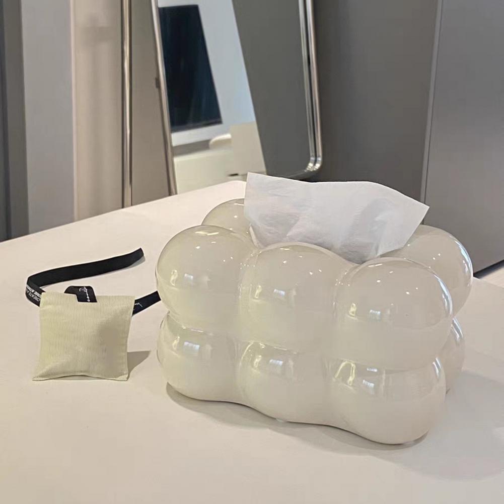 Luxury Tissue Boxes Marshmallow Ceramic Tissue Box Cream Tissue Holder Cover Napkin Holder Storage Box Home Living Room Decor.
