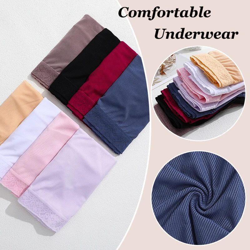 5Pcs Sexy Ice Silk Briefs Large Size Underwear 0XL-4XL Panty Women's Seamless Underwears 8 Solid Color Breathable Underpants.