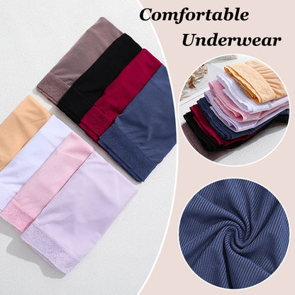 5Pcs Sexy Ice Silk Briefs Large Size Underwear 0XL-4XL Panty Women's Seamless Underwears 8 Solid Color Breathable Underpants.
