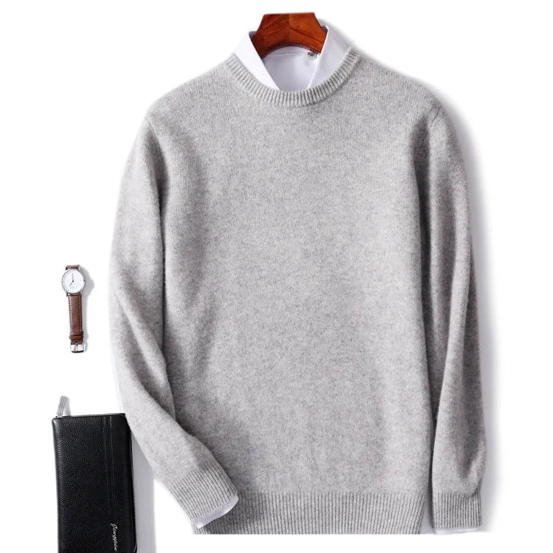 Men Cashmere Sweater O-neck Soft Warm Pullovers Male Loose Knitted Shirt Autumn Winter Korean Casual Jumper Pull Homme 17colors