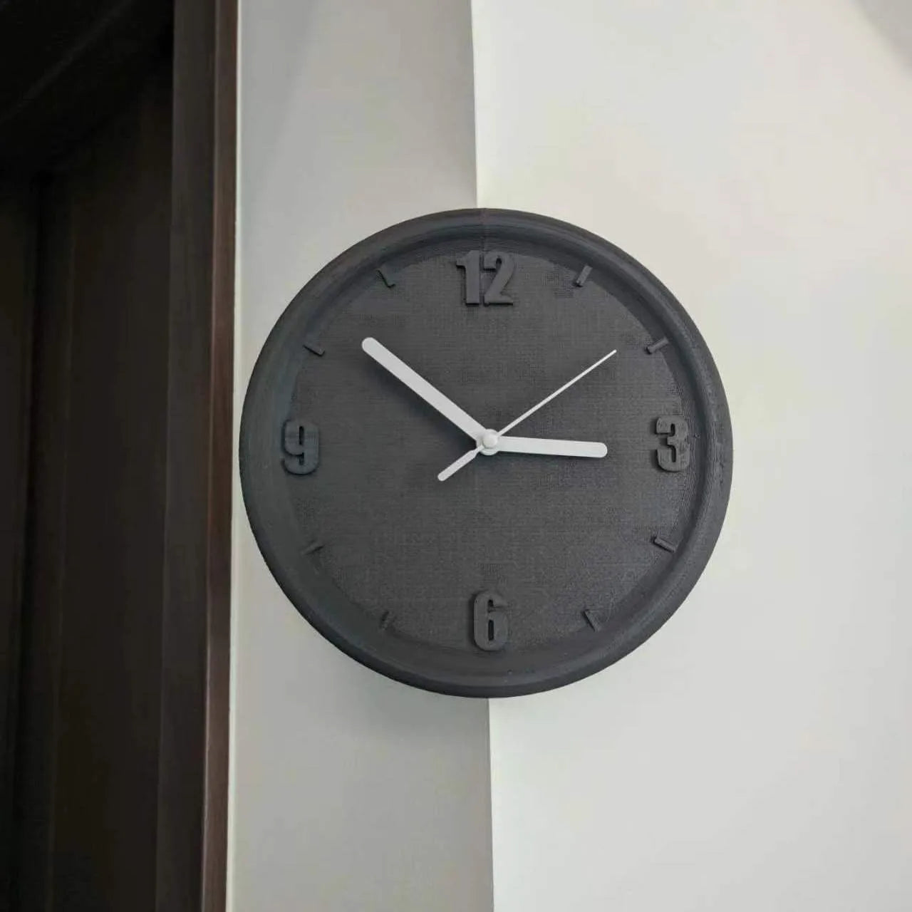 3D-Druck Eckwanduhr ohne Perforationen Einfache stille Wanduhr DIY Malkunst Dekoration Kleine Raumdekoration
