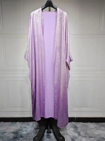 Ramadan Shiny Satin Open Kimono Abaya Dubai Luxury 2025 Muslim Kaftan Dress Abayas For Women Islam Clothing Robe Femme Musulmane