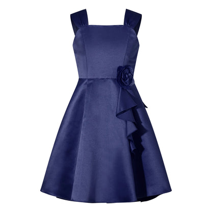 Mädchen Sommer ärmelloses Prinzessinnenkleid Elegantes Satin Hochzeit Brautjungfer Partykleid Große Schleife A-Linie Tutu für Geburtstagsabend