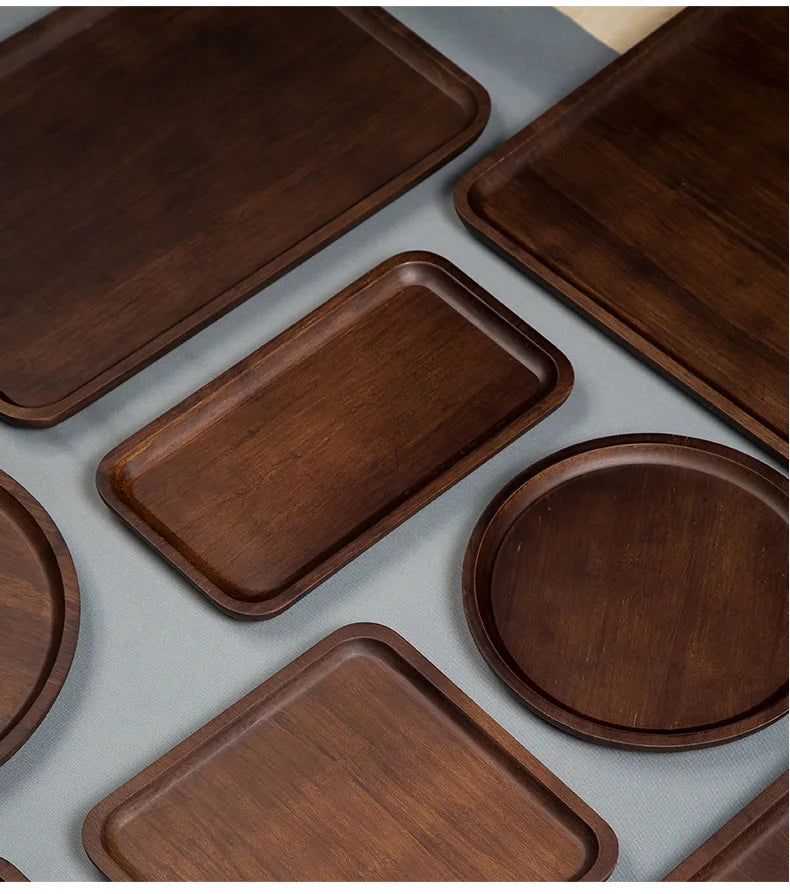 Heavy Bamboo Tray Rectangular Home Living Room Tea Tray BBQ Plate Fruit Snacks Bread Tray.