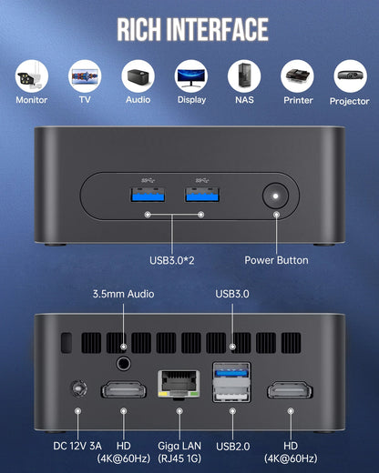 MLLSE G3 Mini PC Intel 12th Alder Lake N100 DDR4 8GB RAM 256GB ROM WiFi 5 BT4.2 Windows 11 Pro Desktop Computer  HDMI*2.