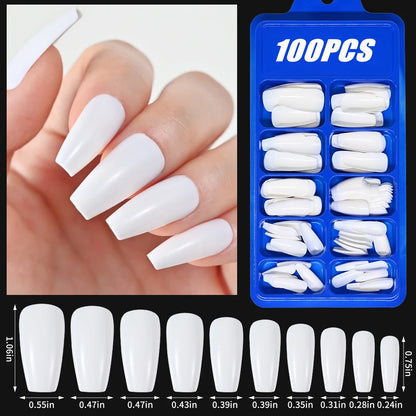 100Pcs Light Pink Press on Nails Short Medium Square Wearable Fake Nails Tips 10 sizes Full Cover False Nails Finger Decoration