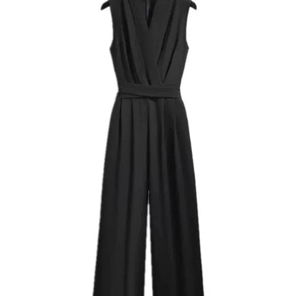 Women's New Summer High Waist Slimming One-Piece Pants Suits Drapey Sleeveless Long Gowns Fashionable Chinese Brand.